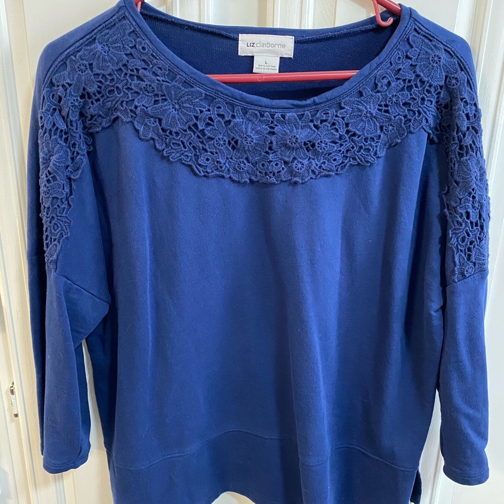 Navy blue 3/4 length sleeve shirt